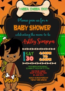 African Bam Bam Baby shower orange green design preview