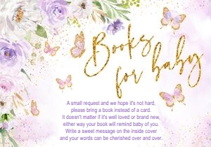 Book request card: Butterfly lavender baby shower