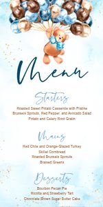 Blue Brown Teddy Bear Menu & Table sign design preview