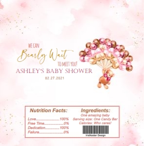 Pink Brown Teddy Candy Bar Wrapper design preview