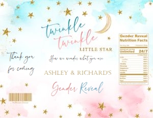 Chip bag: Twinkle little star gender reveal chip bag