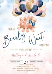 Teddy bear gender reveal design preview