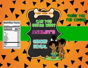 African Flintstones Gender Reveal Chip Bag design preview