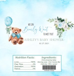 Blue Green Teddy Bear Candy Wrapper: Blue Green Teddy Bear Candy Wrapper