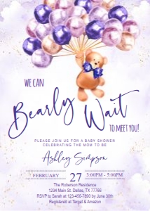 Invitation: Purple teddy bear set