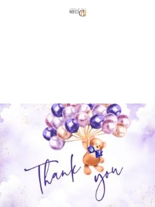 Thank you card: Purple teddy bear set