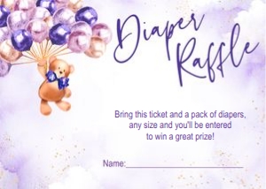 Diaper raffle card: Purple teddy bear set