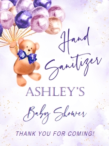 Hand Sanitizer Label: Purple teddy bear set