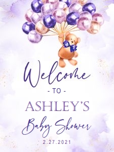Welcome sign: Purple teddy bear set