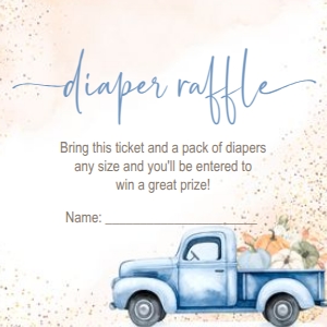Diaper raffle card: Blue Truck Fall set