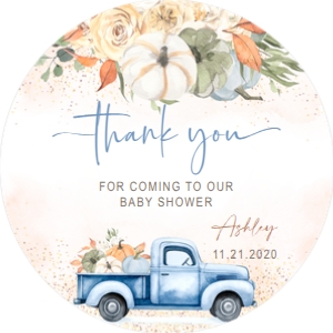 Round favor tag: Blue Truck Fall set