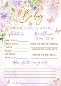 Predictions and Advice: Butterfly lavender baby shower