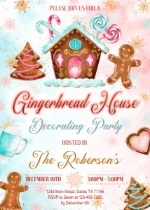 Gingerbread House Decorating Party Invitation design preview