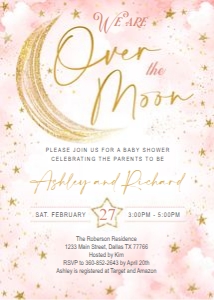 Over the moon baby shower girl design preview