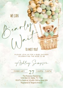 Teddy Bear Hot Air Balloon Sage design preview