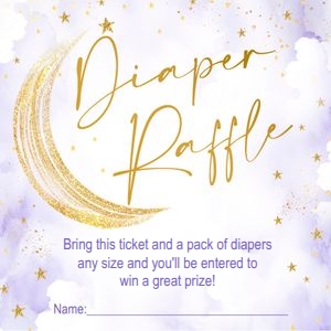 Diaper raffle card: Over the moon baby shower Lavender set