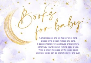 Book request card: Over the moon baby shower Lavender set