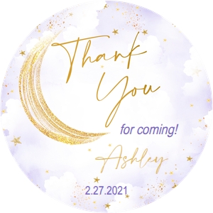 Round favor tag: Over the moon baby shower Lavender set