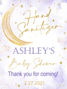 Hand sanitizer label: Over the moon baby shower Lavender set