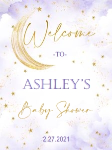 Welcome sign: Over the moon baby shower Lavender set