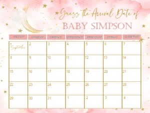 Twinkle little star Guess Arrival Date Calendar Girl design preview