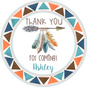 Round Favor tag: Tribal baby shower orange set
