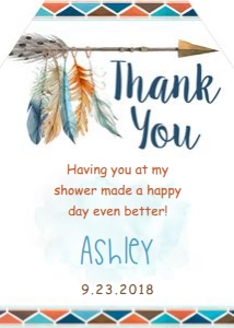Thank you tag: Tribal baby shower orange set