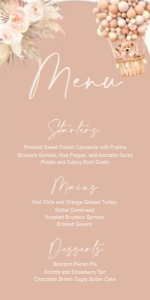 Menu: Boho Blush Teddy Bear Menu