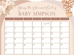Boho Blush Teddy Bear Guess Arrival Date Calendar design preview