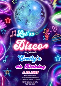 Let's Disco Birthday Invitation design preview