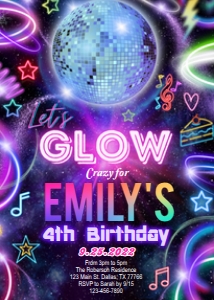 Let's Glow Birthday Invitation design preview