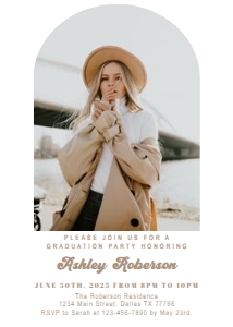 Graduation Invitation Minimalist Arch Tan design preview