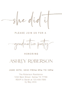 Graduation Invitation Minimalist Tan Year design preview