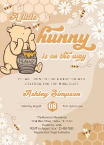 Winnie the Pooh Retro Invitation Set design preview