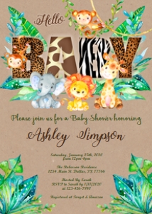 Safari baby shower BABY invitation design preview