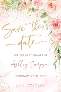 Blush Pink Baby Shower Save the date card design preview