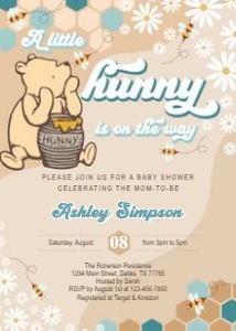 Winnie the Pooh Retro Boy Baby Shower Invitation design preview
