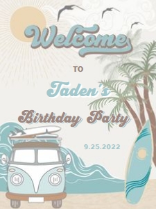 Retro Beach Party Welcome Sign Boy design preview