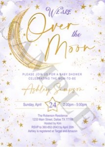 Non-Editable Sample: Over the moon baby shower Lavender set