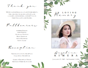 Timeless Green Funeral Program (4 pages): Timeless Green Funeral Program Template