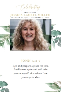 Leaves Funeral Prayer Card: Leaves Funeral Prayer Card