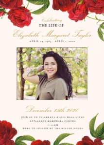 Vintage Rose Funeral Invitation: Vintage Rose Funeral Invitation