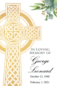 Celtic Cross Funeral Prayer Card: Celtic Cross Prayer Card