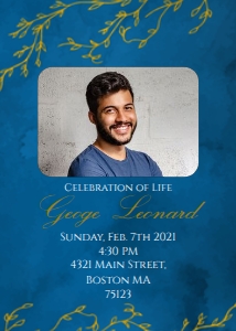 Blue & Gold Branches Funeral Invitation: Blue & Gold Branches Invitation
