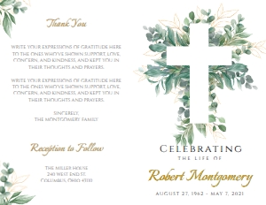 Cross & Leaves Funeral Program (4 pages): Cross & Leaves Funeral Program (4 pages)