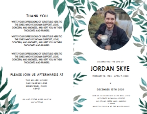 Greenery Funeral Program Template (8 pages): Greenery Funeral Program Template (8 pages)