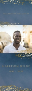Navy + Gold Funeral Bookmark: Navy + Gold Funeral Bookmark
