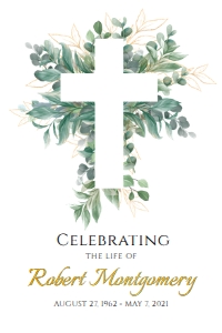 Cross & Leaves Funeral Welcome Sign: Cross & Leaves Funeral Welcome Sign