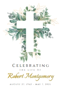 Cross & Leaves Funeral Prayer Card: Cross & Leaves Funeral Prayer Card