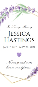 Lavender Frame Simple One Page Funeral Program Template (4x9 Card): Lavender Frame Simple One Page Funeral Program Template
